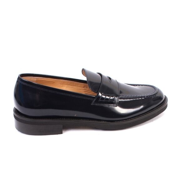 Luca Grossi 484 Navy Blue Patent Leather Classic Loafer Flat Shoe - Picture 3 of 8